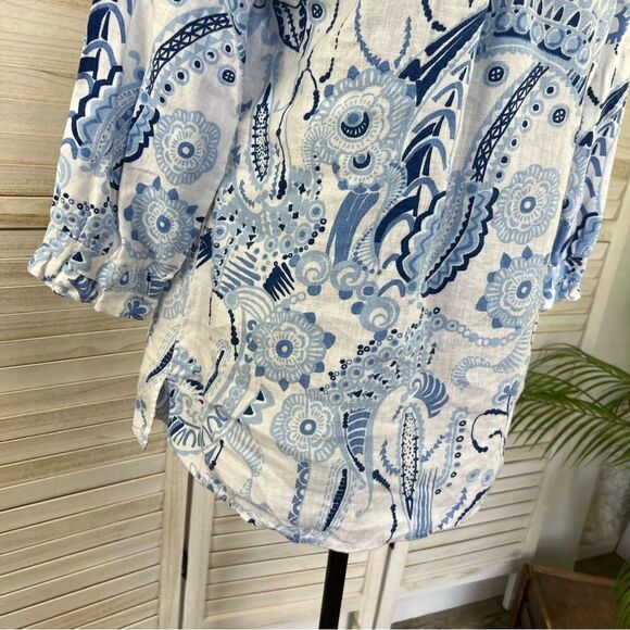Chic Blue Patterned Women's Tunic Blouse - Picture 10 of 11